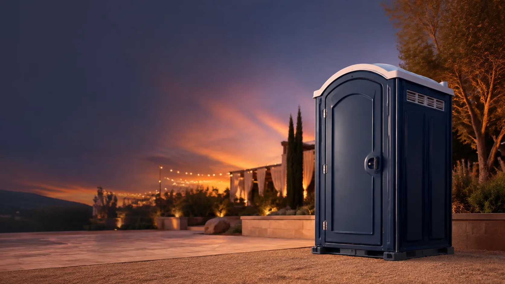 Portable restroom shown for rental planning in Goshen, IN